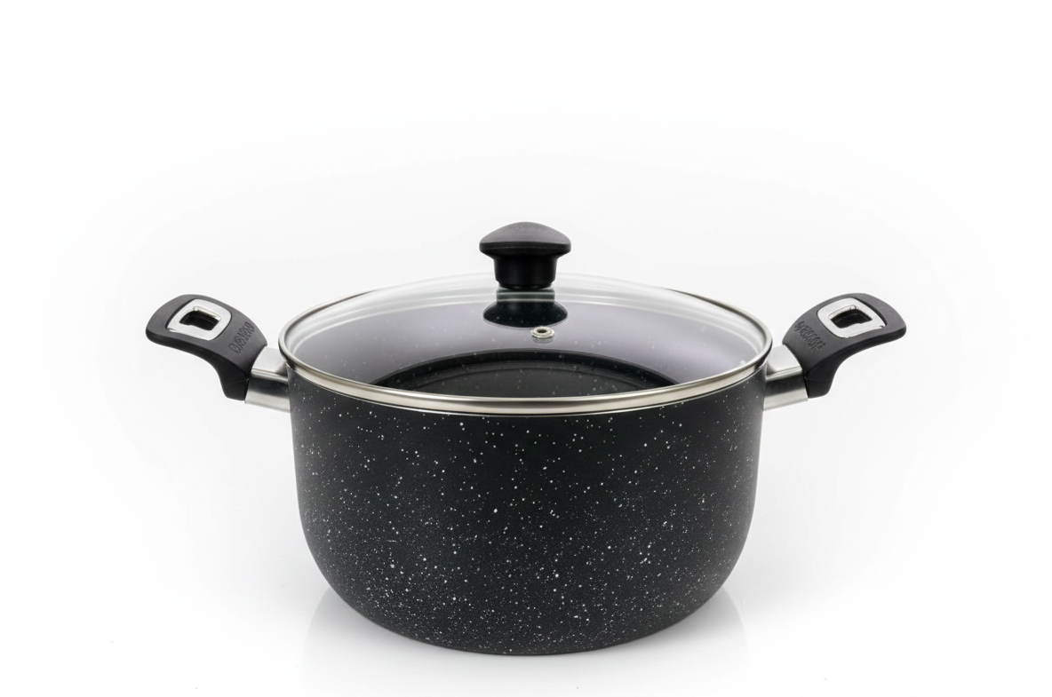 Casserole with Glass Lid - Marble Coated