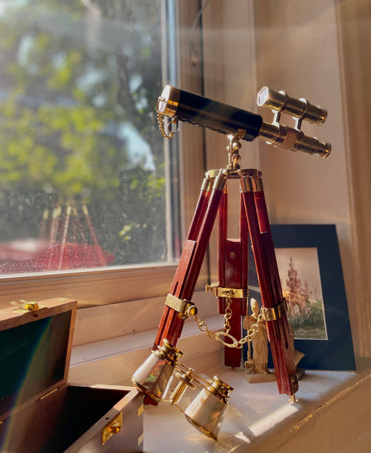 Brass Telescope with Handcrafted Wooden Tripod