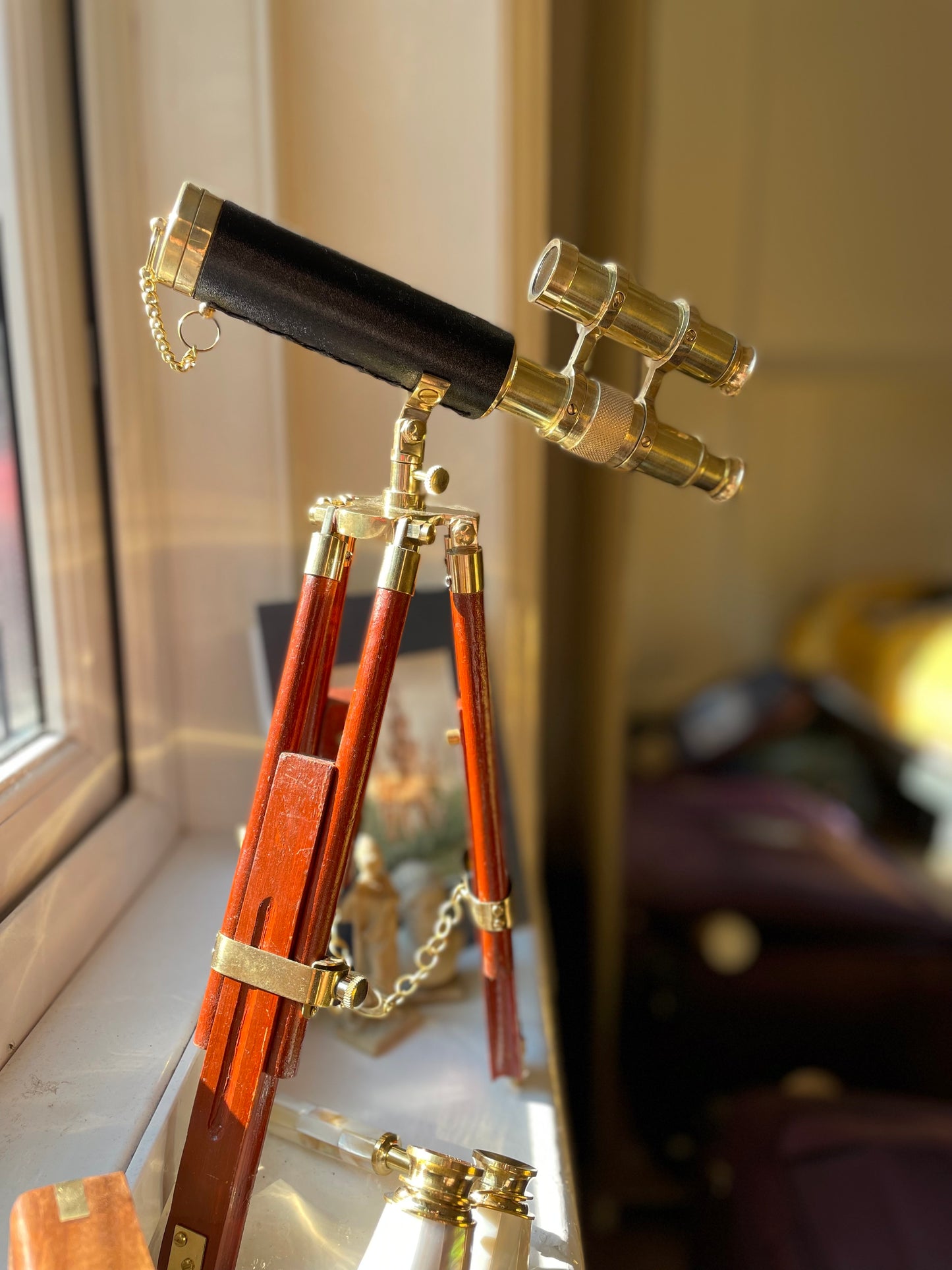 Brass Telescope with Handcrafted Wooden Tripod
