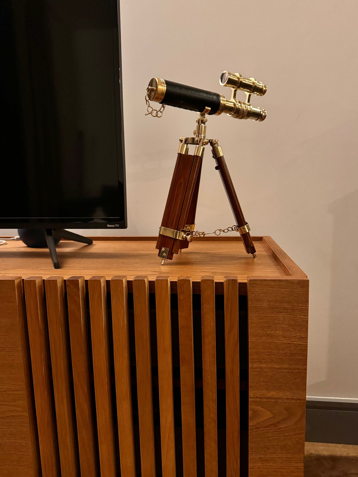 Brass Telescope with Handcrafted Wooden Tripod