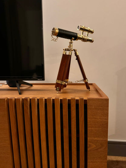 Brass Telescope with Handcrafted Wooden Tripod