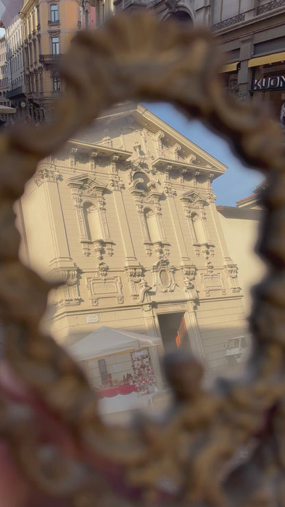 Vintage baroque table mirror with cherubic figures